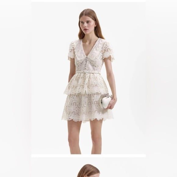 SELF PORTRAIT CREAM COLLAR MINI DRESS - Picture 2 of 12